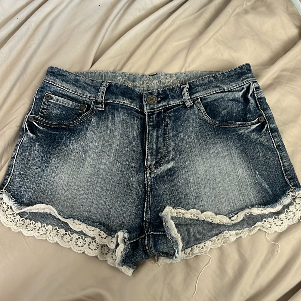 Lace Trimmed Denim Short